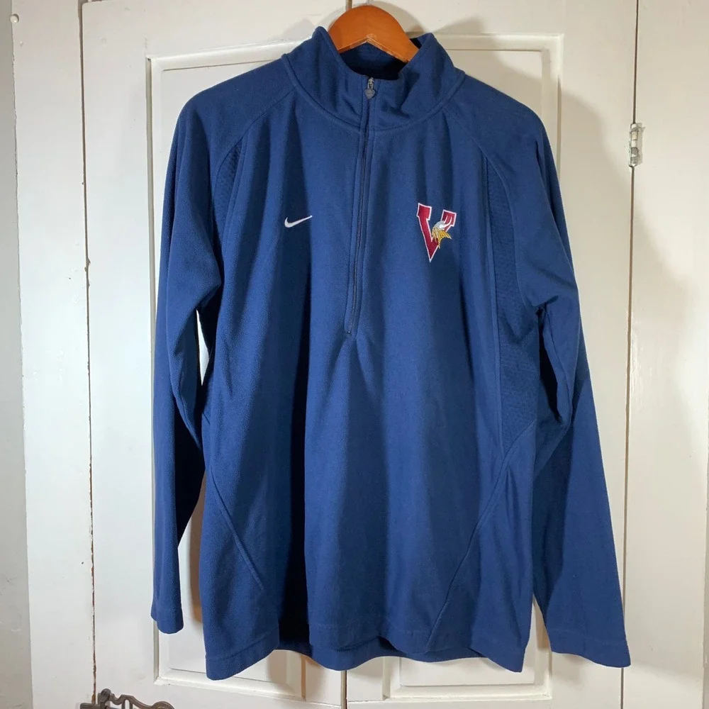 Nike Fit Therma Vikings V Pullover 1/4 Zip Fleece Blue Lage‎ Mt Pleasant PA Alum